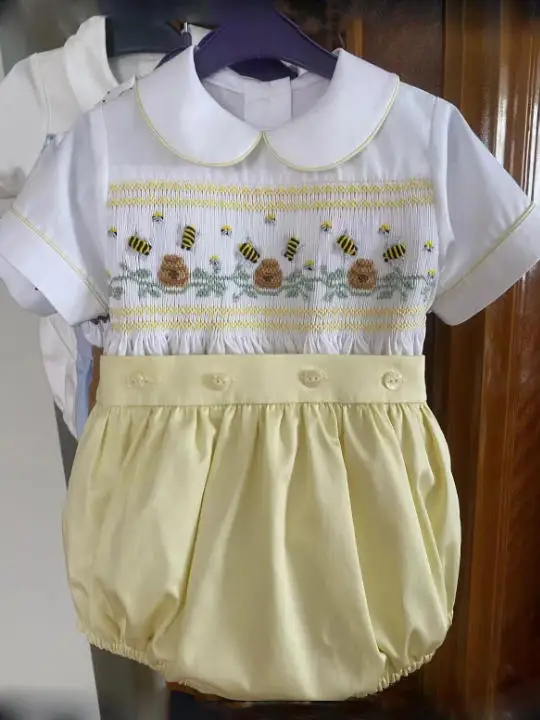 0-6Y Boy Summer Honneybee Smocked Outfit Suit A102