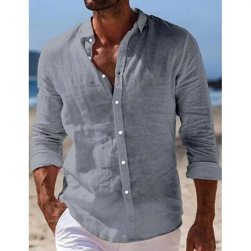 

Casual Cotton Linen Long Sleeve Collar Shirt for Men Summer New Style Citywalk Easy Care Non-iron Treatment Cleanfit