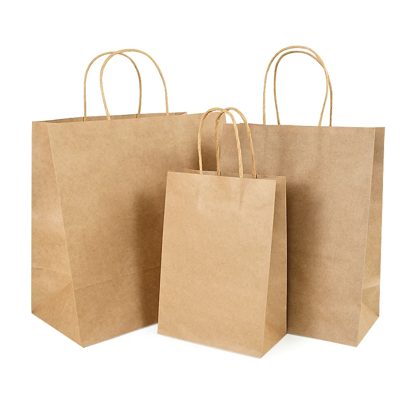5Pcs Large Kraft Paper Gift Bags Vegetable Fruit Candy Packing Bag Birthday Wedding Gift For Guest Home Storage Supplies
