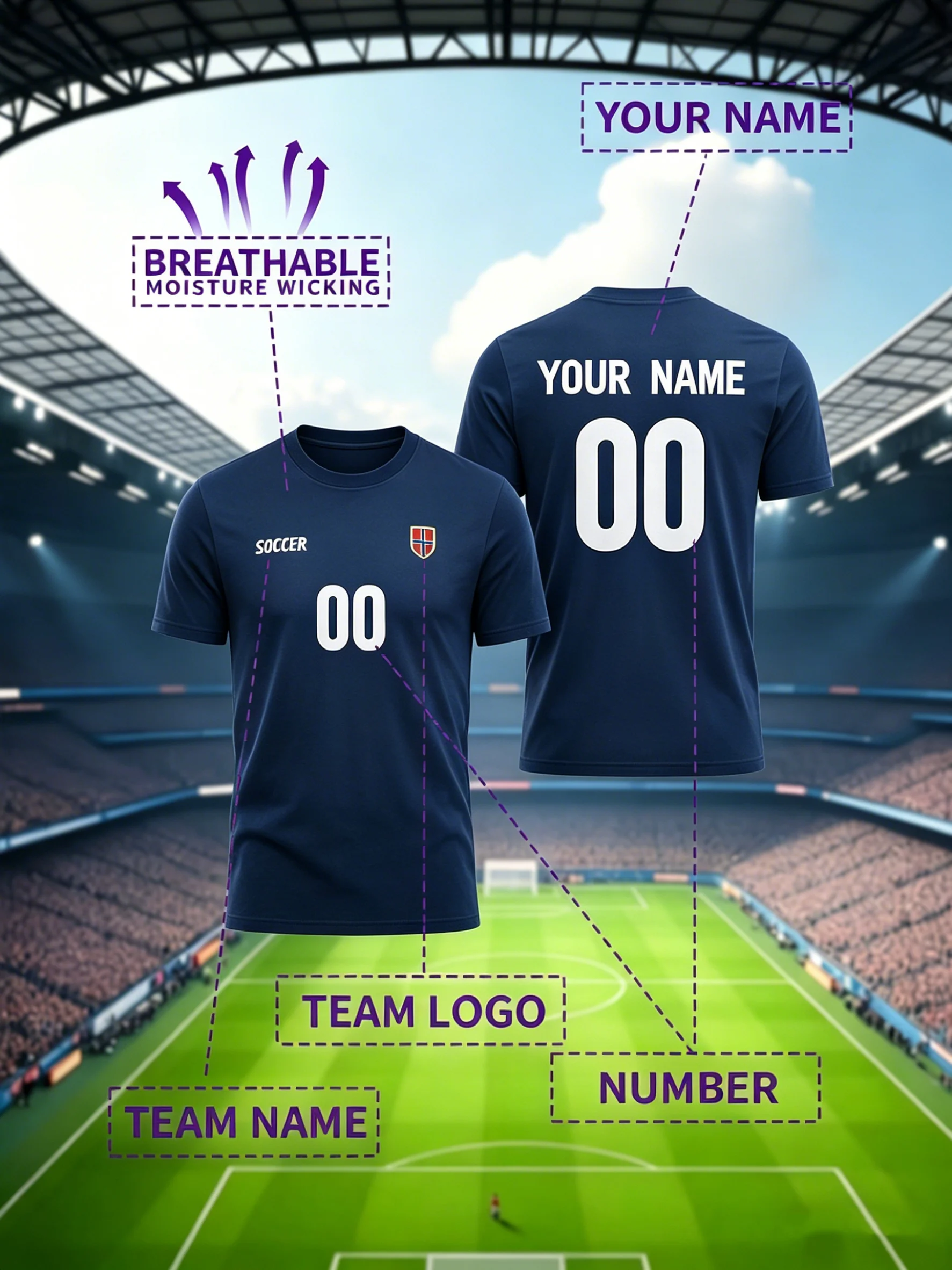 Passen Sie das Muster Ihrer Lieblings-Fußballmannschafts-Spielerbekleidung individuell an. Personalisiertes, modisches Baumwoll-T-Shirt, lässiges, lockeres Sport-Top, weiches T-Shirt – Detail 15