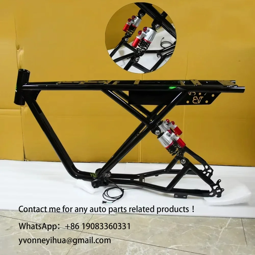 Black 20inch Electric Bicycle Double Rear Full Suspension Bicycle Frame Electric Bike 73 RX Frame Fat Tire Dirt Bike Frameset