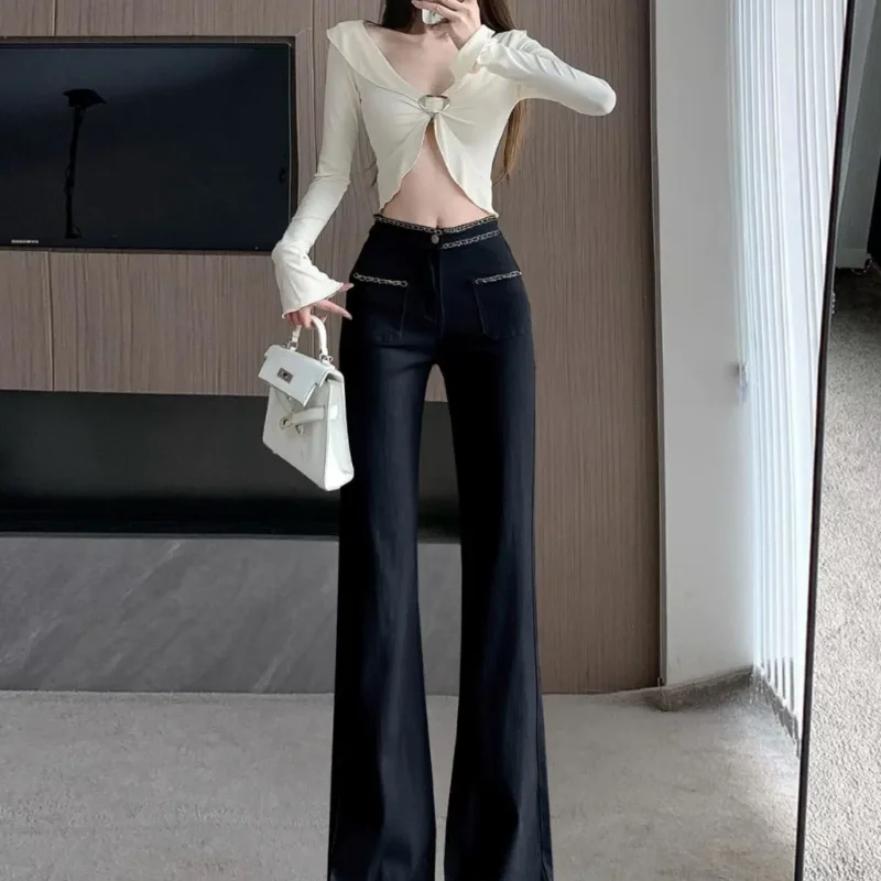 

Женские белые расклешенные брюки с высокой талией, облегающие однотонные повседневные офисные повседневные брюки