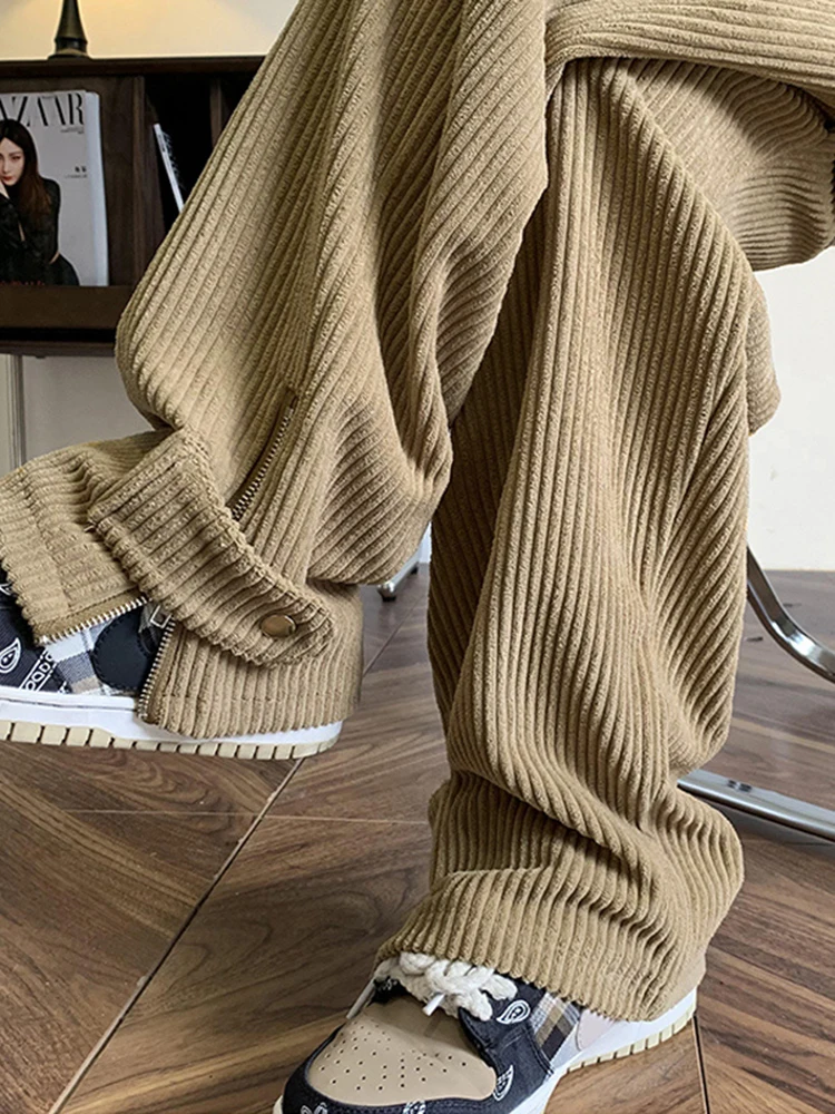 

Вельветовые мужские спортивные штаны на молнии Fce Drapey, широкие брюки прямого кроя, повседневные брюки, осень-зима Faion Street Sle