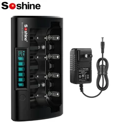 Soshine 12V 2A Battery Charger LCD Universal Charger for Li-ion LiFePO418650 26650 14500 10440 18350 21700 RCR123 Ni-MH AAA AA C