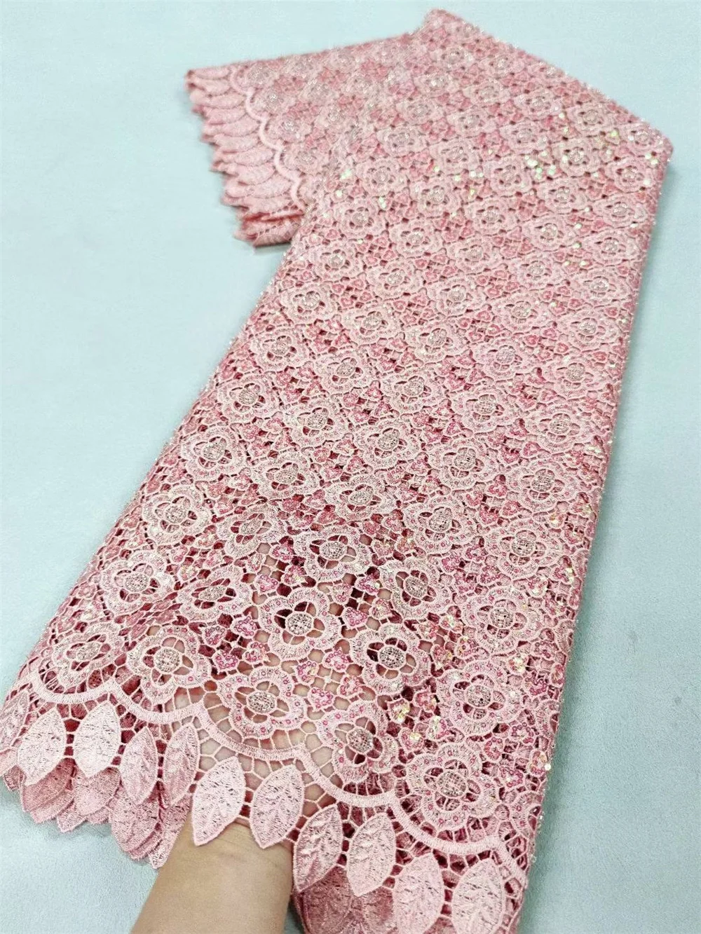 أقمشة الدانتيل الأفريقي النيجيري الزفاف جبر 2025 ، فستان الحفلات الأحجار للخياطة ، قابل للذوبان في الماء ، جودة عالية ، 5 ياردات p H124-1 #2