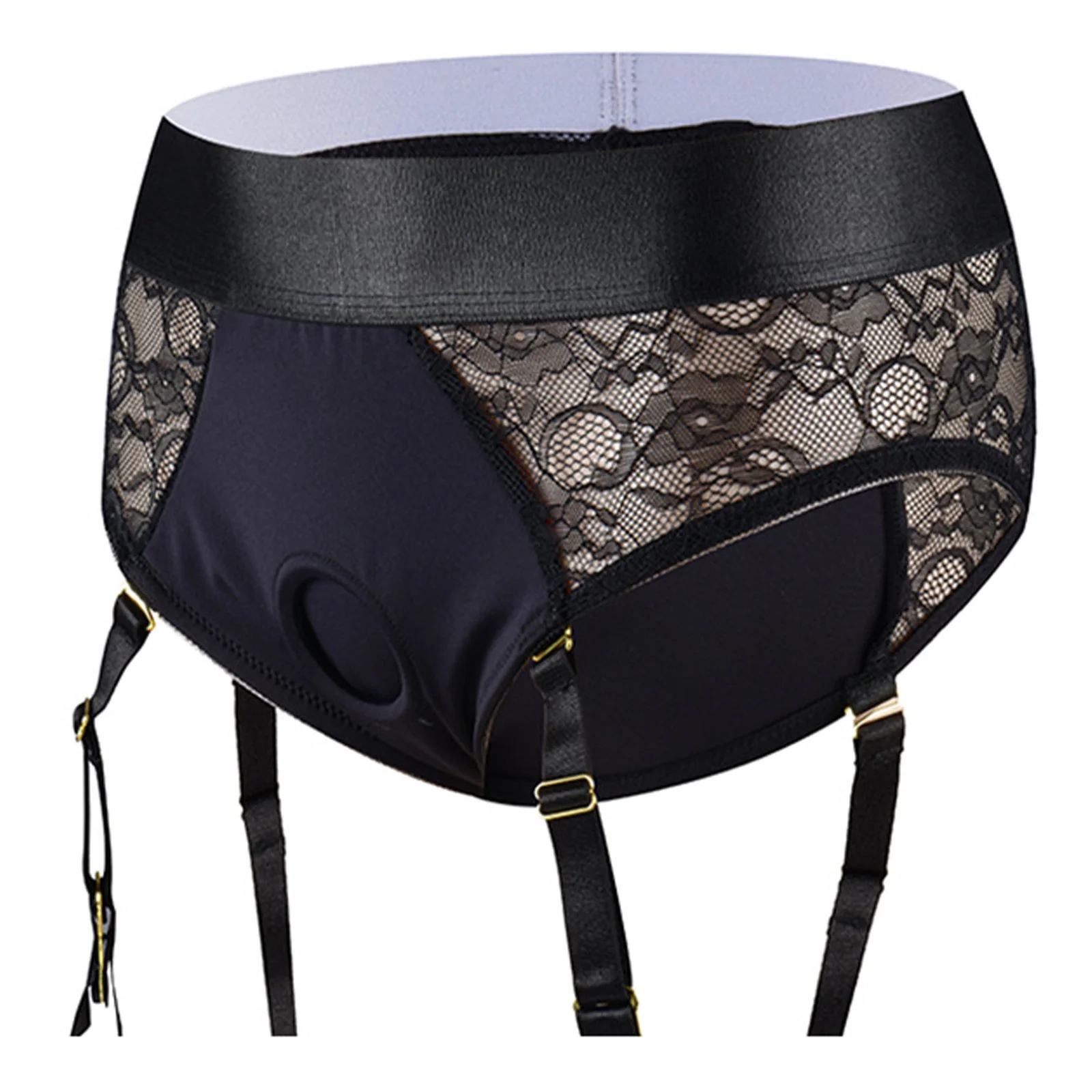 ملابس داخلية نسائية مثيرة مثليه سراويل داخلية من الدانتيل مع أربطة مفتوحة من الخلف تصميم حلقة القضيب ملابس نوم للمواعدة ولعب الأدوار #2