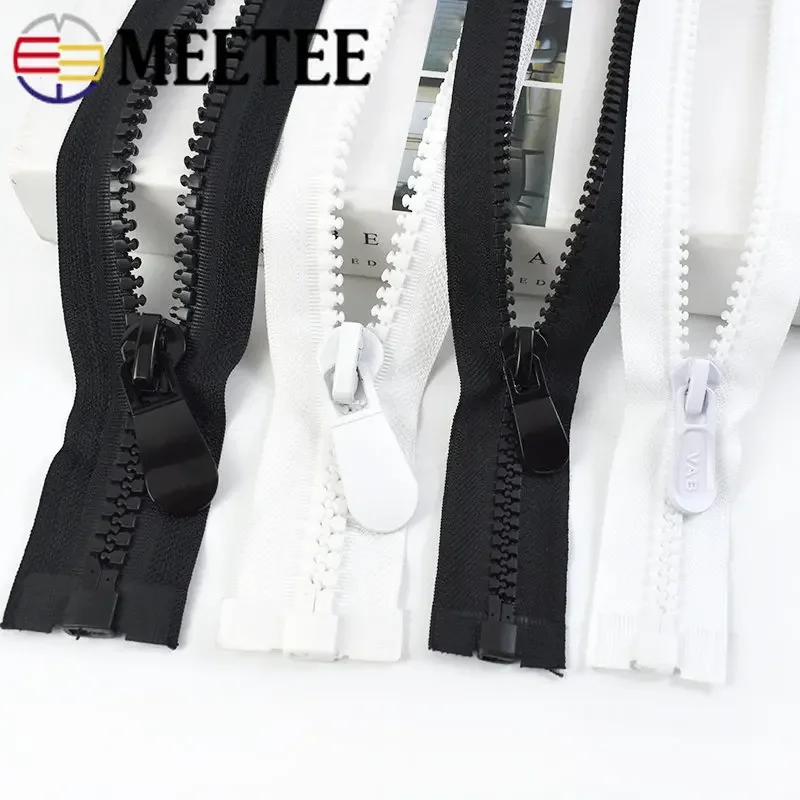 1Pc Meetee 60-500cm 8#15# Resin Zipper Down Jacket White Black Open-End Zippers Coat Zip for Sewing DIY Garment Accessories