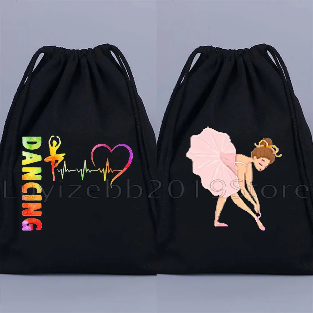 

Ballerina Girl Silhouette Hearts Love Dance Ballet Dancer Gymnastics Canvas Drawstring Bags Soccer Backpack Sackpack String Bag