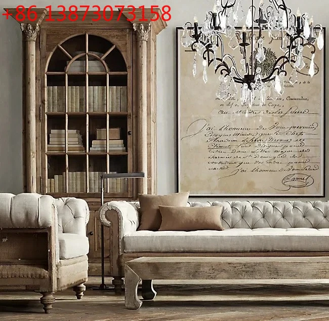 

Old Wood Art Adult Sofa European Oak Double Sofa