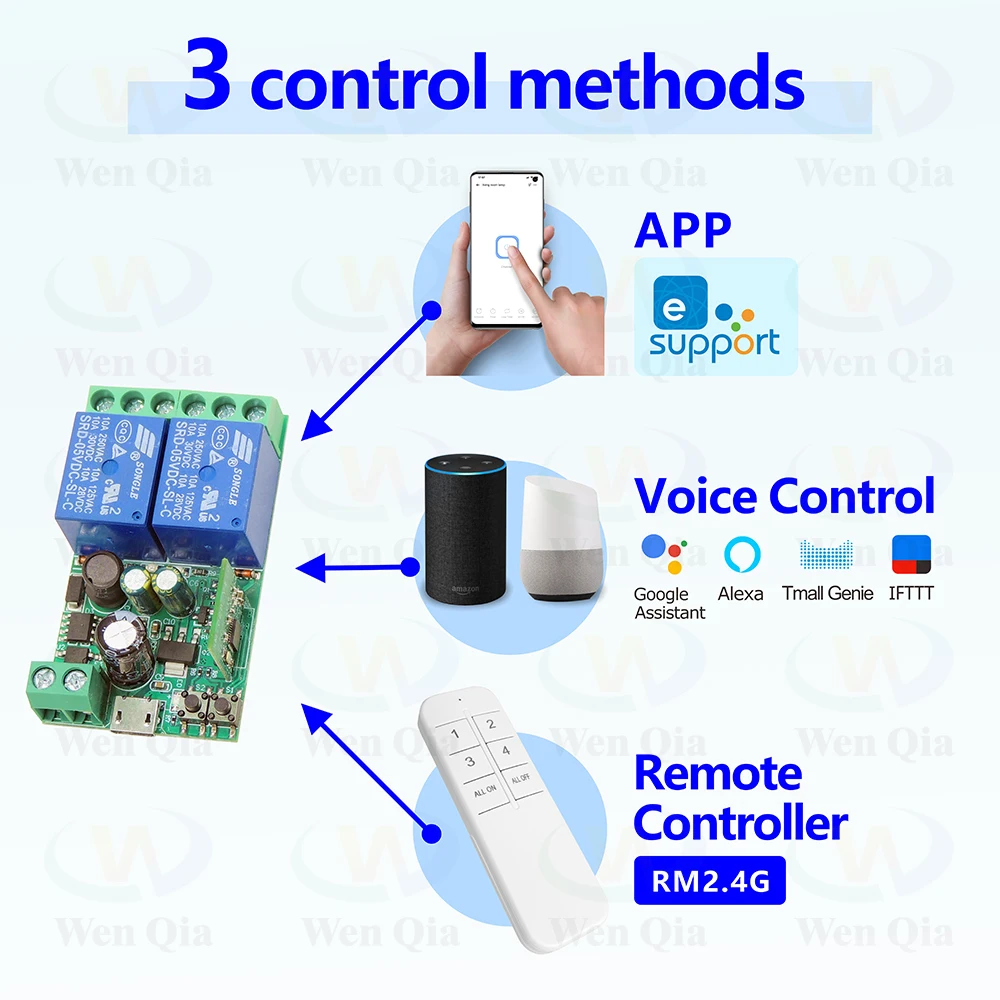 EWelink 2 CH WiFi Smart Switch,5V 12V 24V 48V Relay,Timer Module,Alexa Google Home Voice Control,for Remote Control Light/Motor