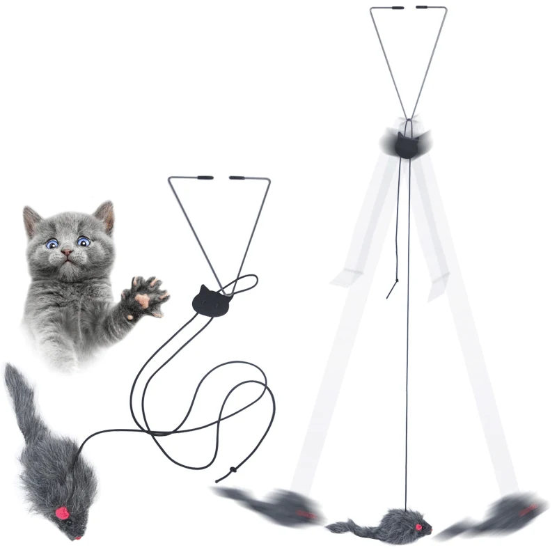 Interactive Cat Toy Hanging Clip Door Plush Mouse Self-hi Hanging Door Elastic Funny Cat Toy Juguetes Para Gatos Rascador Gato