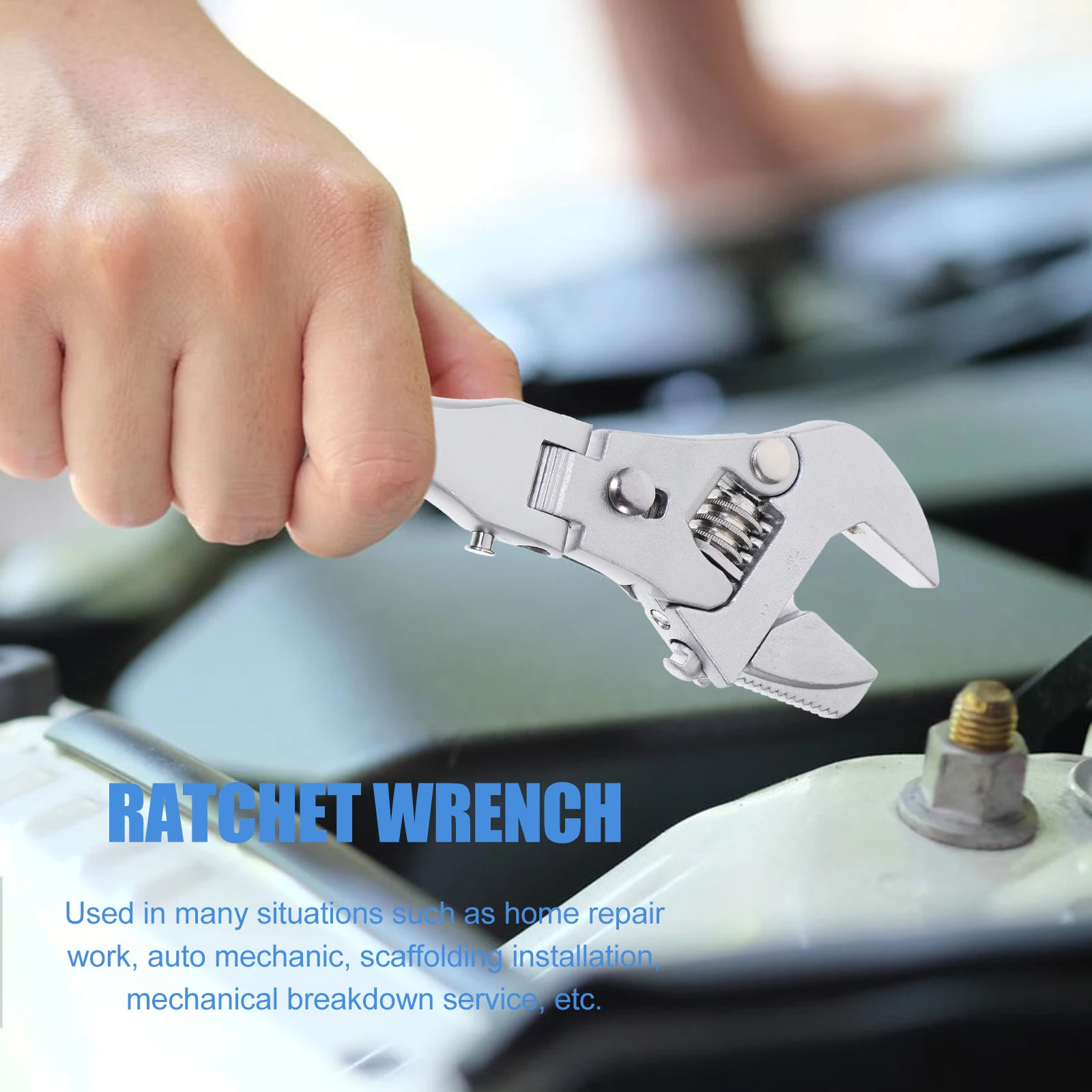 

Adjustable Telescopic Ratchet Wrench Chromium Vanadium Steel Heavy Duty Household Repair Mechanical Multipurpose Spanner