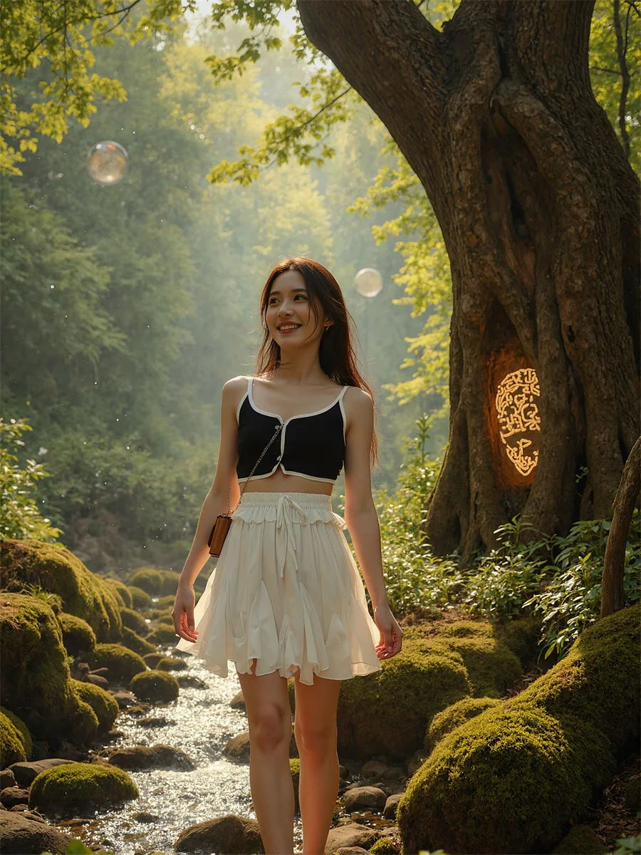 

Pleated Mini Black White Skirts Womens Chiffon Layered Ruffle Hem Elastic Waist Flare Elegant Bohemian Flora Soft