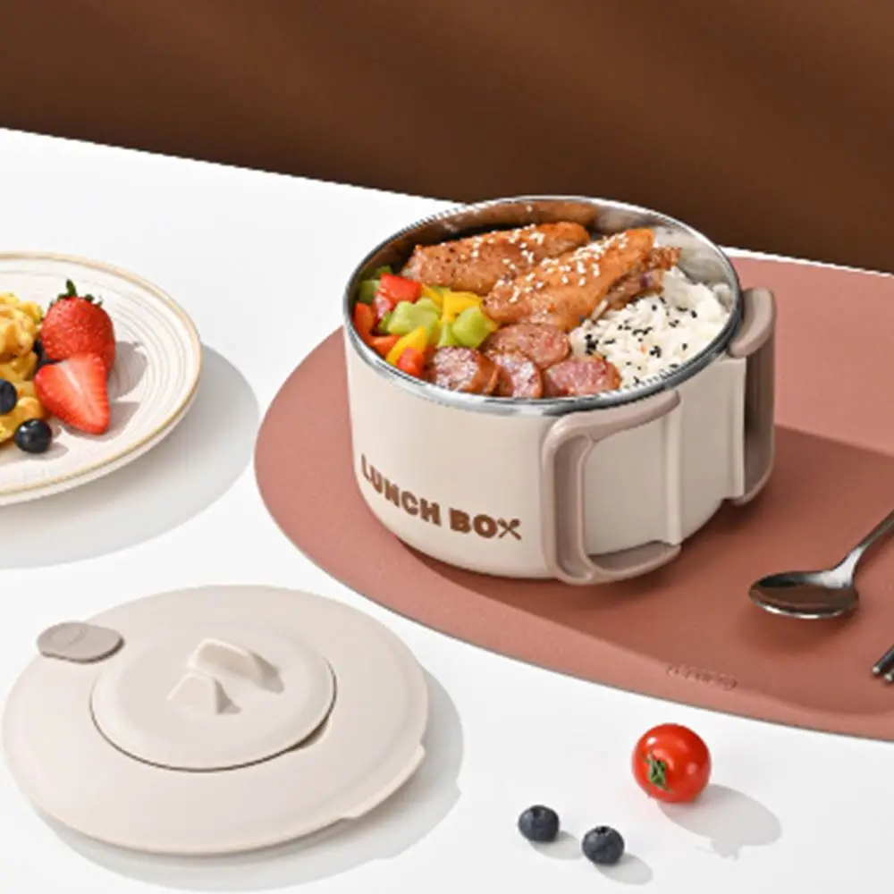 

With Handle Noodles Ramen Bowl Large Capacity 304 Stainless Steel Lunch Box Anti-scald Korean style Fruit Salad Rice Soup Bowl