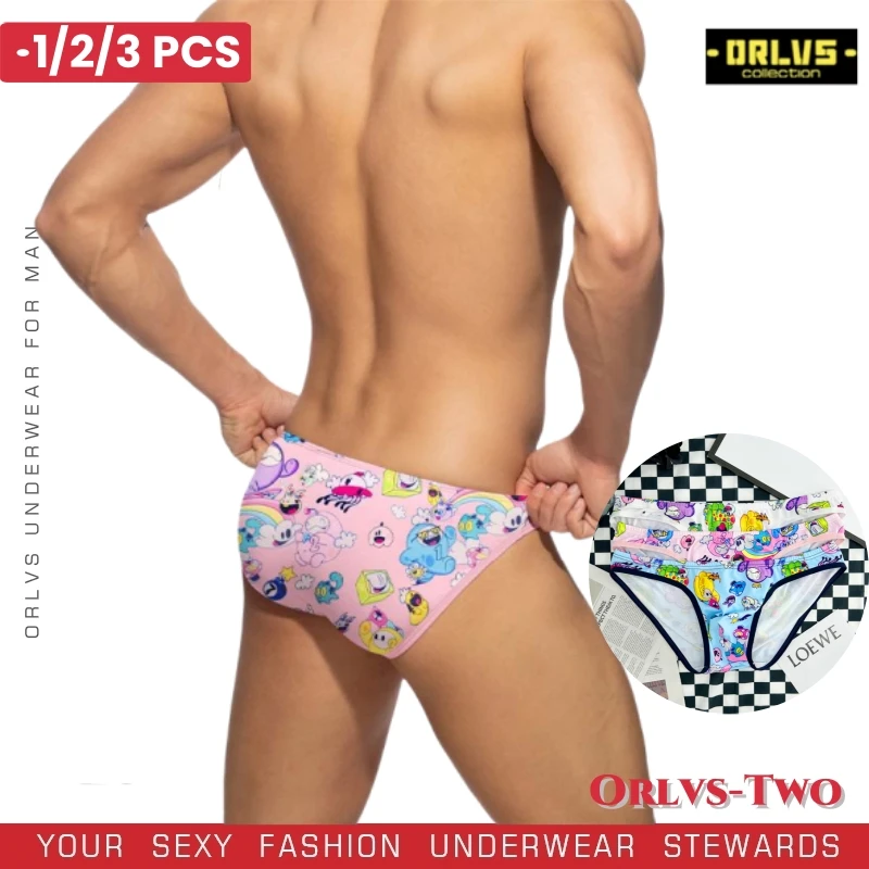 

1/2/3 PCS Sexy Modal Graffiti Printed Men Underwear Briefs Bikini Man Sissy Panties Male Underpants Gay Butt Lift Jockstrap