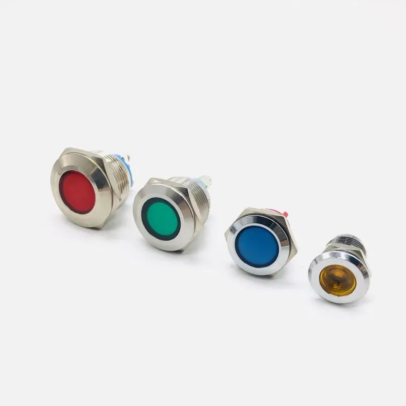 12/16/19/22/25MM LED Waterproof Metal Indicator Light Screw Pin Signal Light 3V 5V 6V 9V12V 24V 220V Red/Yellow/Blue/Green/White