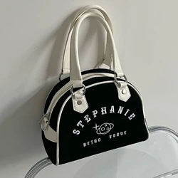 Women Handbags Bolsos Vintage Canvas Handbag Baseball Bag Black Simple Boston Bag 2023 Purses and Handbags Luxury Designer