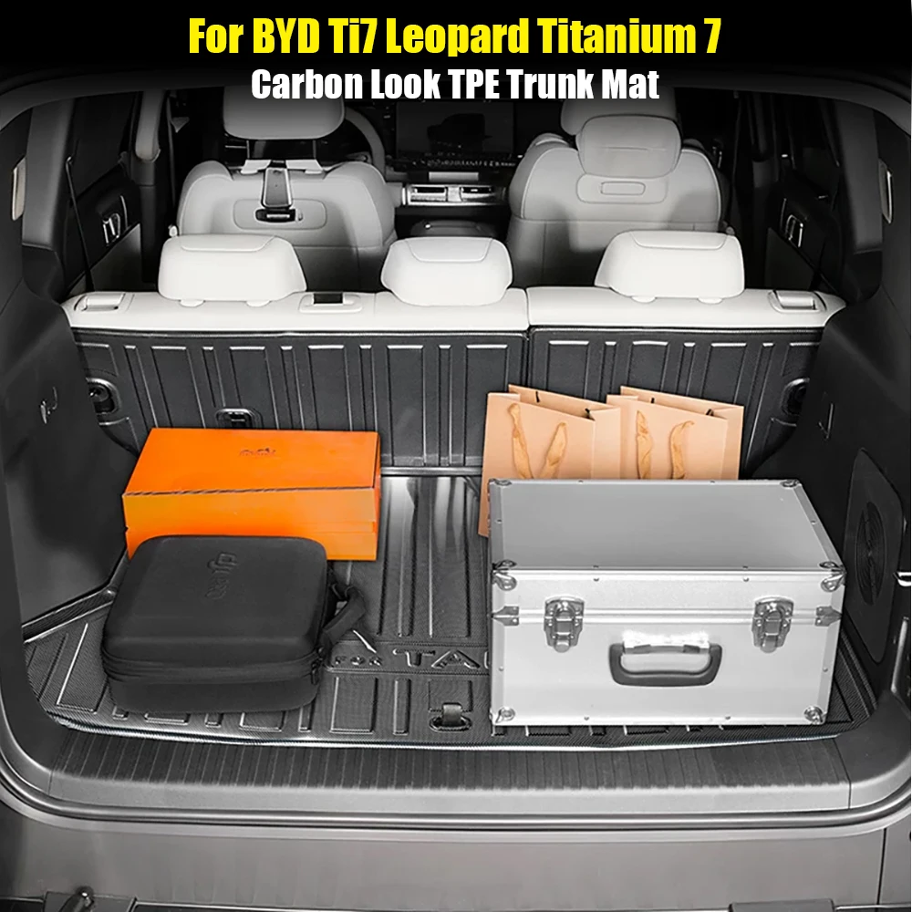 

For BYD Ti7 Leopard Titanium 7 TPE Floor Mat Carbon Look Car Waterproof Anti-Slip Trunk Floor Liner Backrest Mats Accessorie