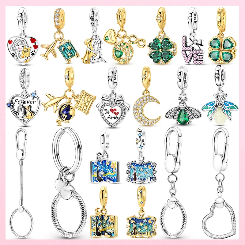 Oferta Imperdível: Chaveiro Original em Prata Esterlina 925 para Berloques Pequenos Moments, Compatível com Berloques Originais Femininos, Presente DIY de Joalheria