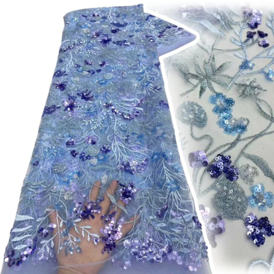 

Африканский тюль, кружевная ткань, 2025 г., французская ткань с блестками, шитье, вышивка, кружево, тюль, сетка, нигерийское платье, 5 ярдов, шитье платья CC1659