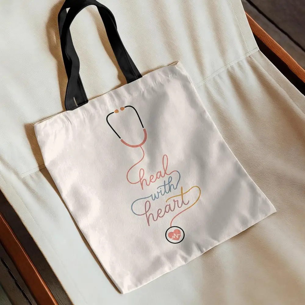 Gifts Appreciation For Doctors Nurses Storage Bags Canvas Tote Bag Women Large Capacity Reusable Eco Shopping Shoulder Handbag