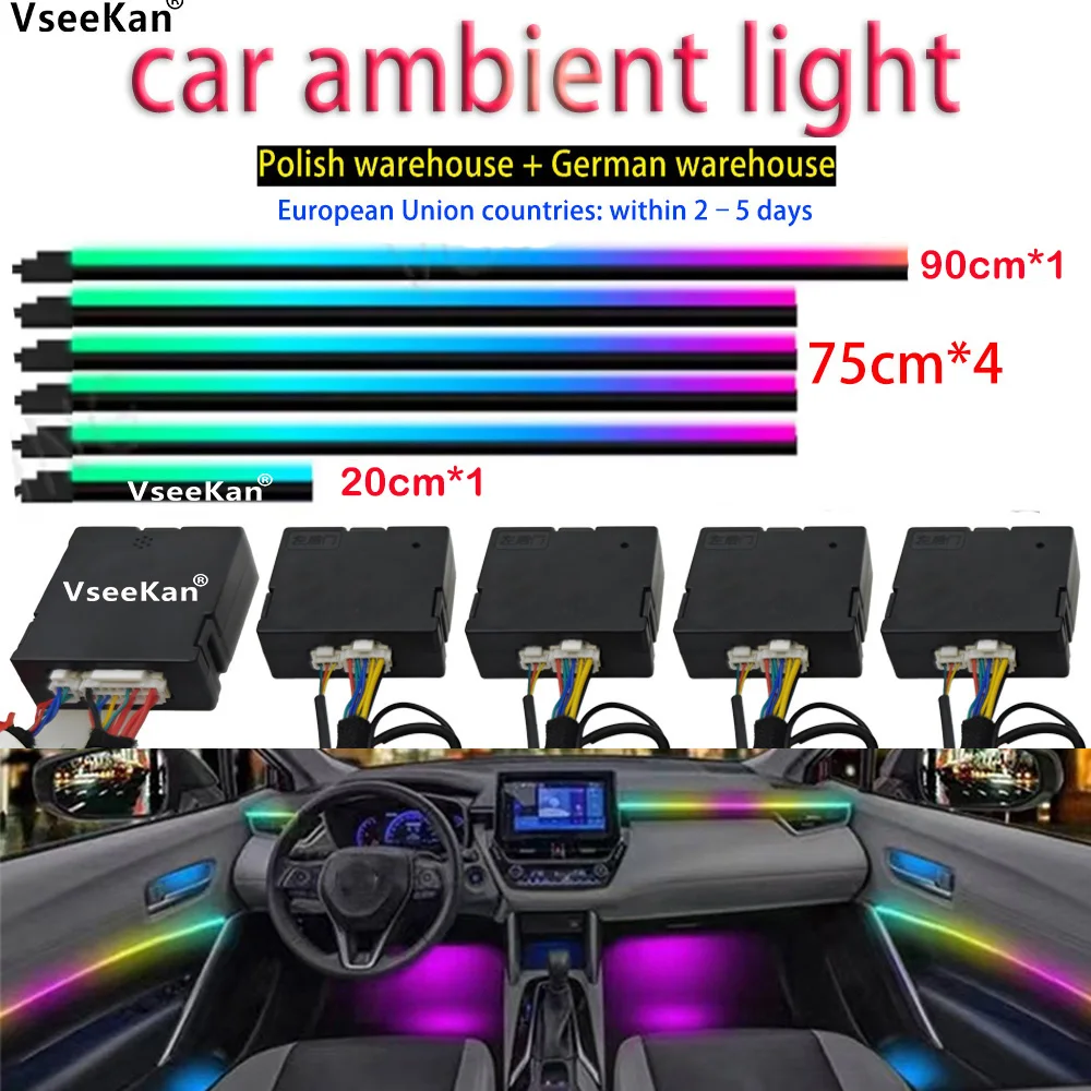 RGB Symphony Auto-Ambiente-Innenbeleuchtung LED-Streifenlicht Acryl-Lichtleiter Neon 6/18IN1 Universelle Dekorative Umgebungsbeleuchtung