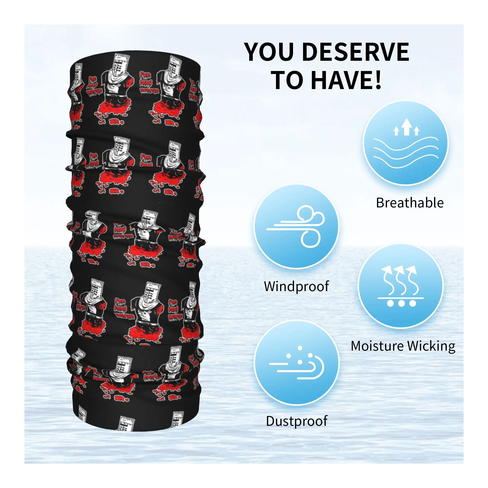 مونتي بايثون بلاك نايت باندانا غطاء الرقبة المطبوعة التفاف قناع وشاح متعدد الاستخدام ركوب الدراجات وشاح الجري للجنسين الكبار الشتاء