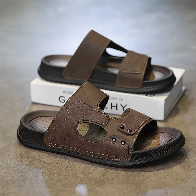 

Мужские тапочки, повседневные сандалии без шнуровки, с мягкой подошвой, противоскользящие, для улицы, пляжная обувь, дышащие, легкие, молодежные, Zapatos De Hombre