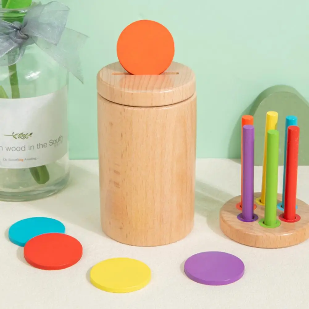 Hand-eye Coordination Game Wooden Montessori Color Sorting Toy Set for Toddlers Fine Motor Skills Learning Game with Colored