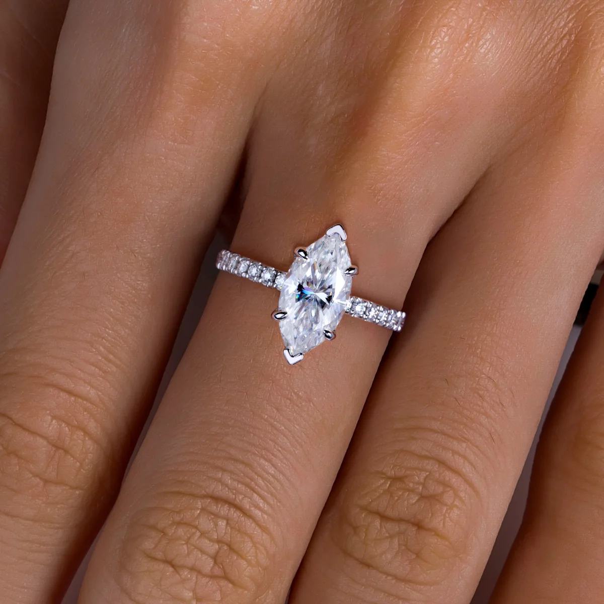 AnuJewel Großhandel 3ct D-Farbe Marquise-Schliff Moissanit-Ring 925 Sterling Silber Verlobungs- und Ehering für Damen Schmuckgeschenk – Detail 4