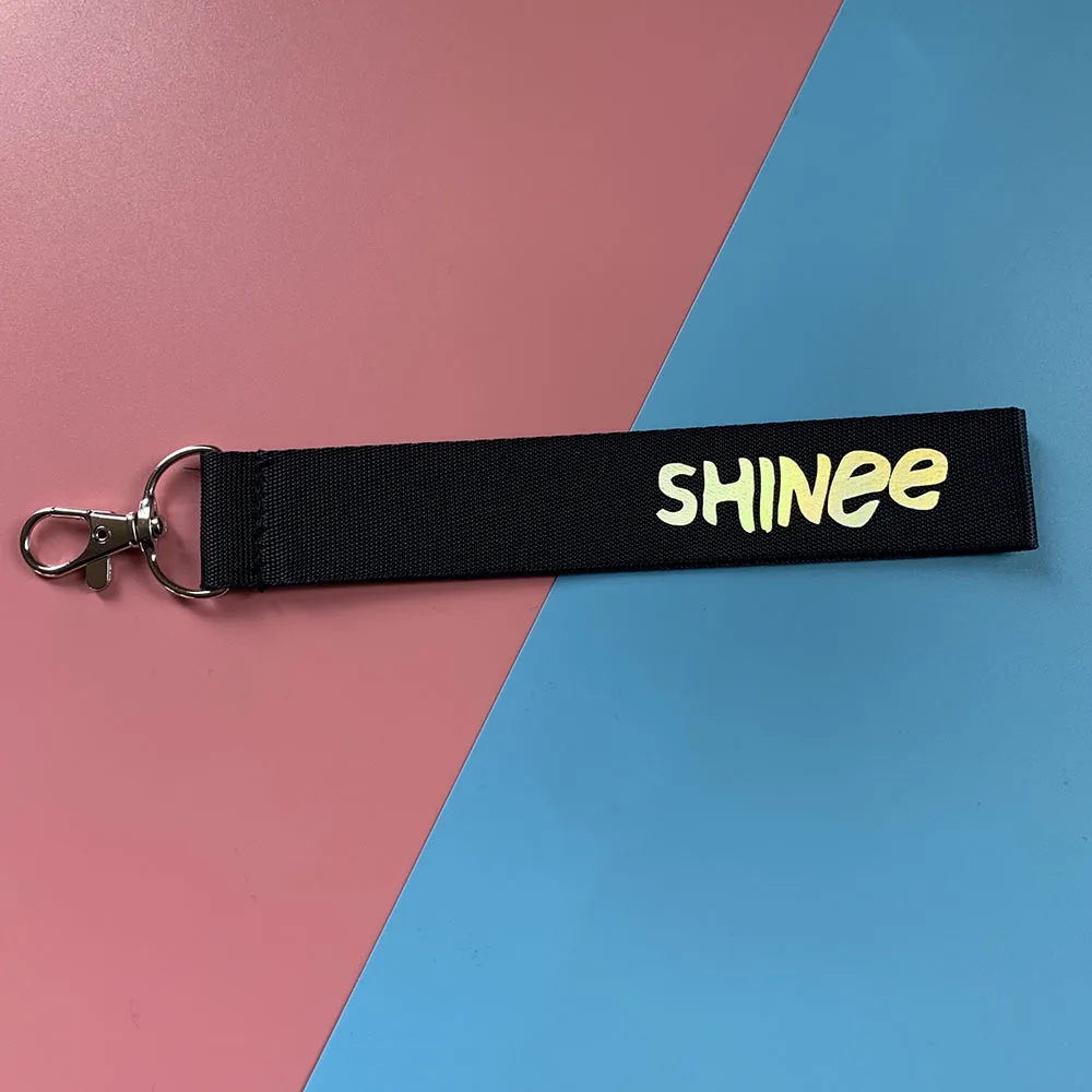 15CM Kpop SHINee Keychain Long Rope Nylon Laser Name Printing Pendant Mobile Phone Backpack Pendant Accessories Fans Gift