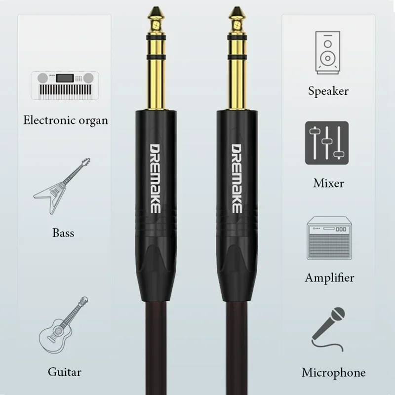 Kabel gitarowy 6.5 do 6.5 z męskiego na męskie kabel Audio łokciowy do elektroniczne organki gitary basowej Przewody mikser dźwięku wzmacniacza mocy