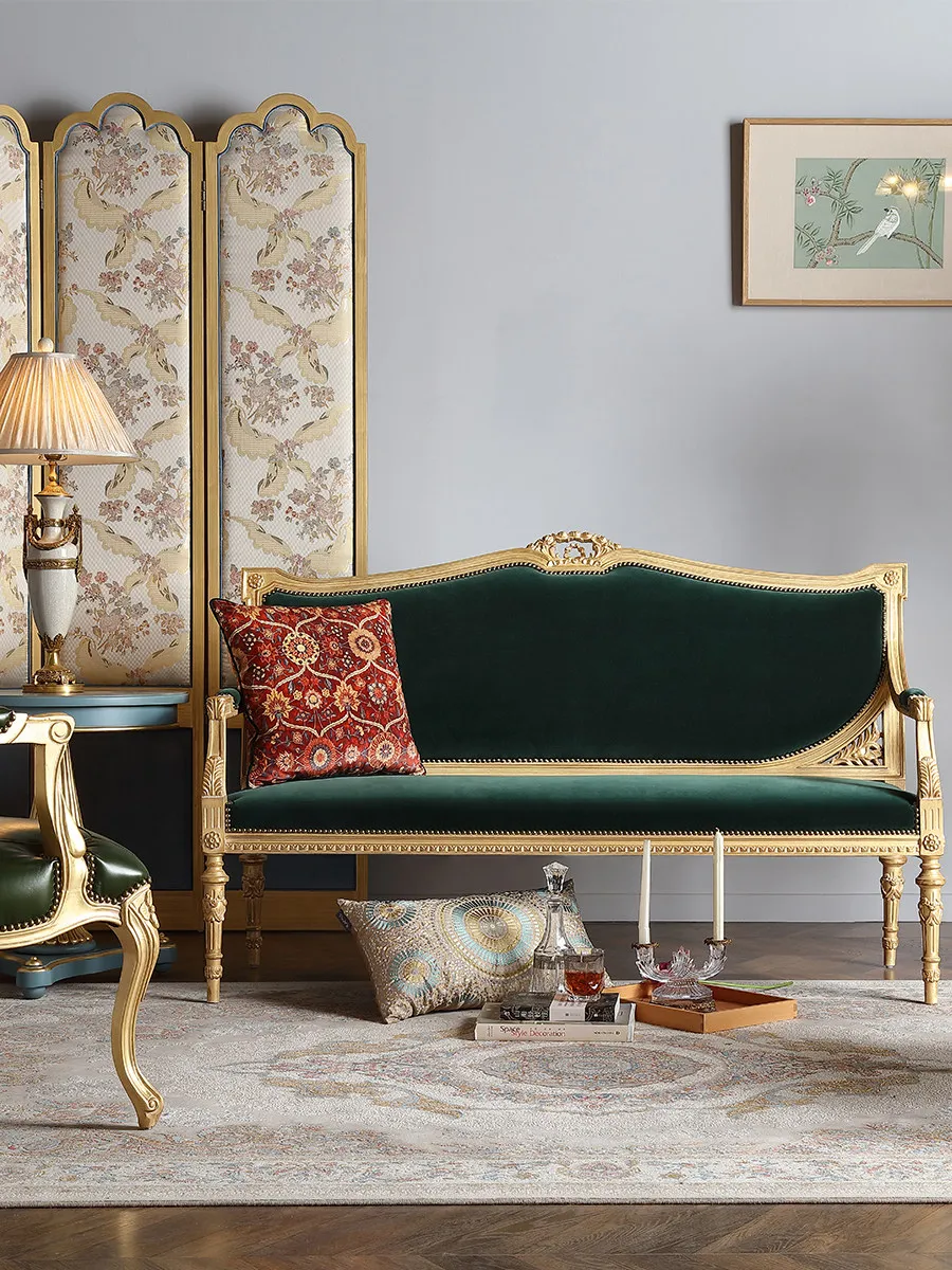 CX French light luxury solid wood fabric sofa European court villa large flat partial hall leisure chair