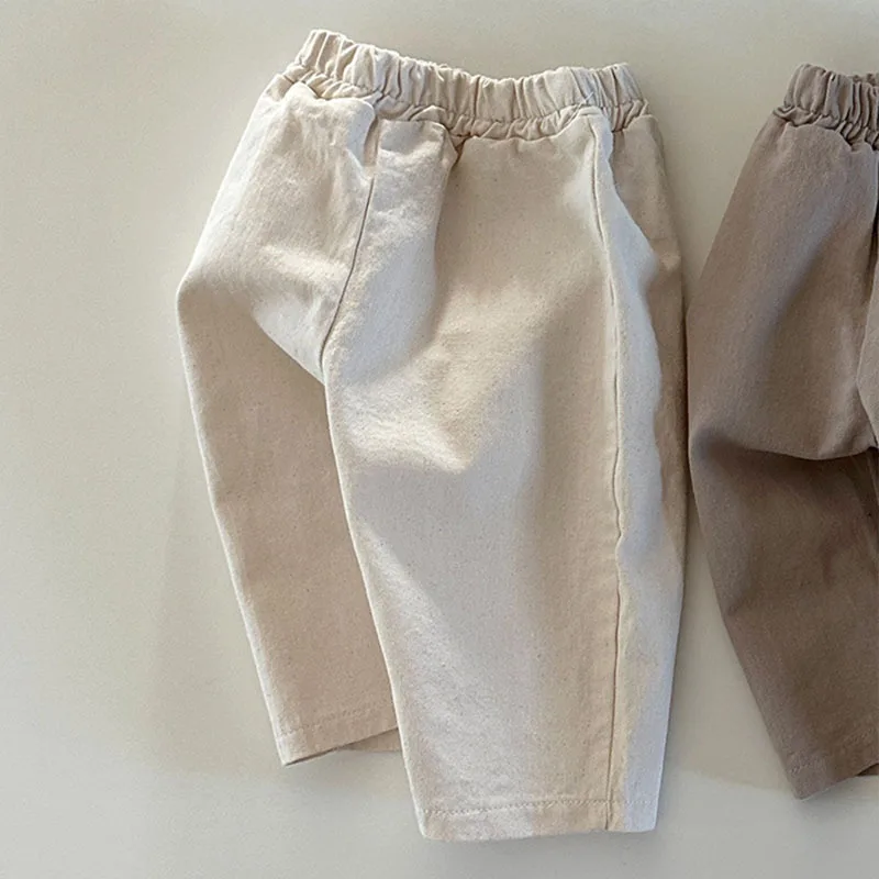 Korean Baby Kids Simple Cotton Casual Pants Summer Toddler Boy Girl Cool Elastic Waist Trousers