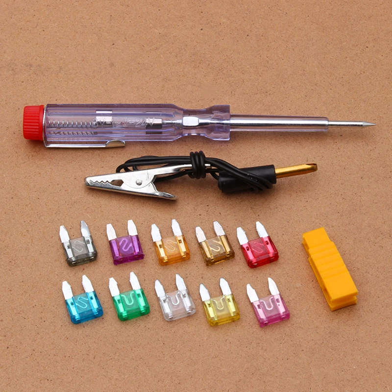 105PCS Car Fuse Blade Fuse Kit Small Micro Size Truck Fuses 2A 3A 5A 7.5A 10A 15A 20A 25A 30A 35A with Electrical Test Pen