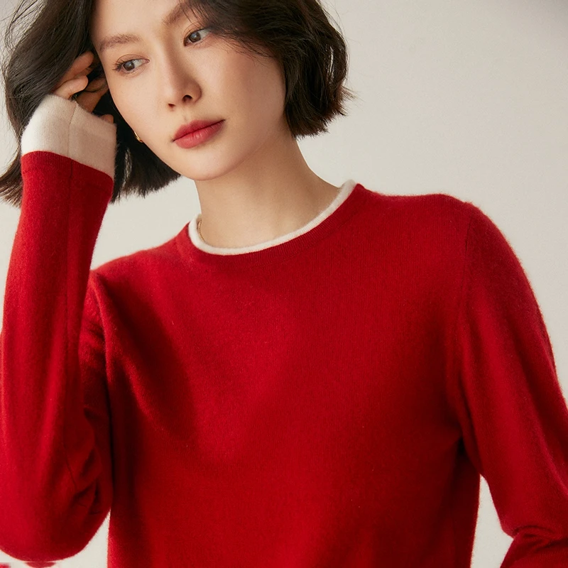 100% Cashmere Sweaters and Pullovers Women Winter Elasticity Soft Warm O-Neck Tops Female Fashion Standard Knit Jumper 4Colors