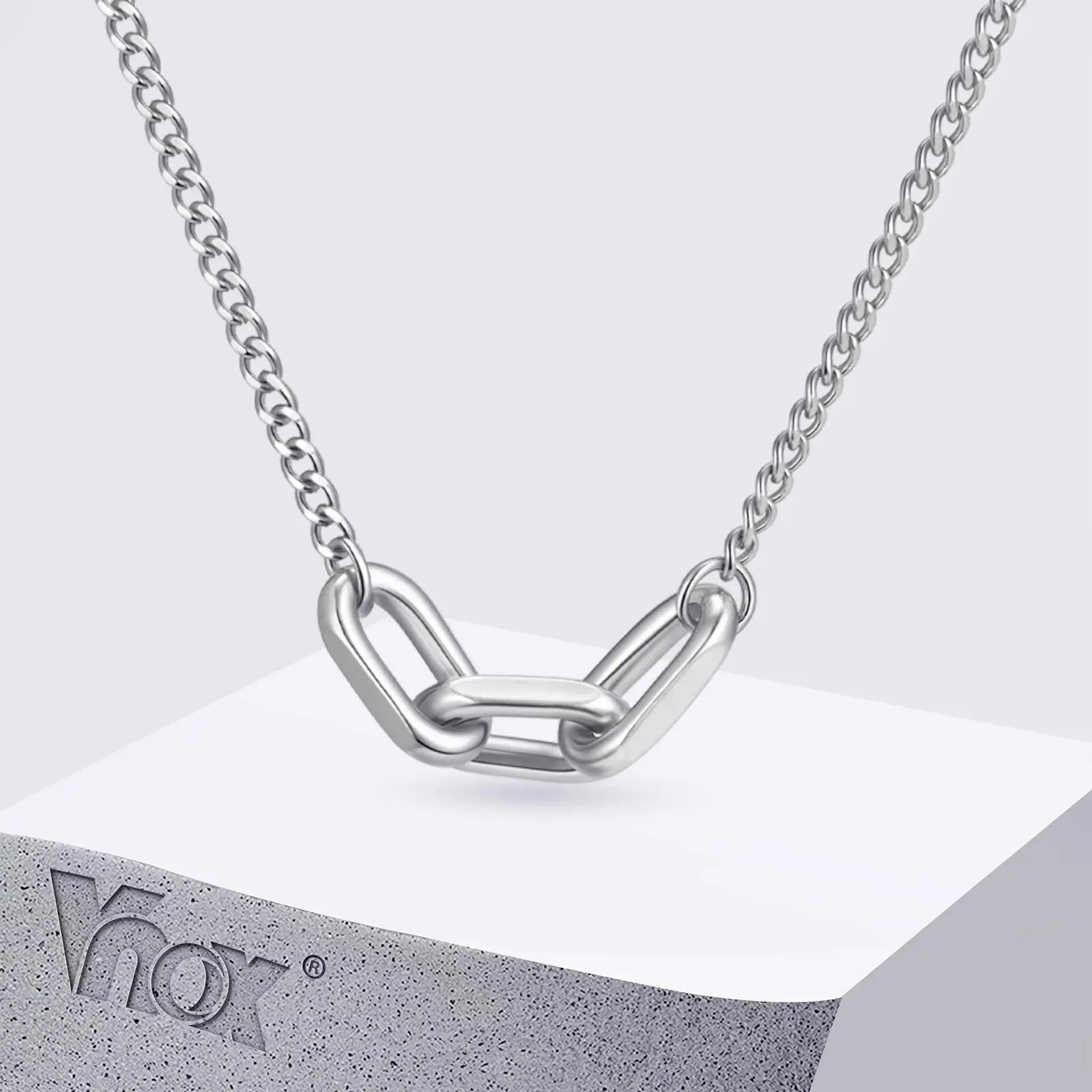

Vnox Punk Style Link Chain Necklace for Men, Adjustable 50+5cm Necklace, Silver Color Metal Links Collar Minimalist Jewelry Gift