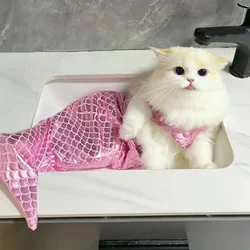 Sereia Pet Traje, Vestidos De Cão, Gato, Maiô engraçado, Fish Tail Design, Biquíni bonito, Verão, Roupas de Halloween