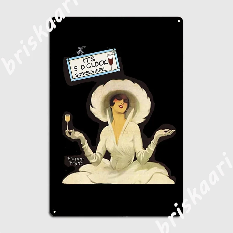 ملصق عتيق It’s 5 O'Clock Somewhere لوحة معدنية للحانة والمرآب ولوحة جدارية للنادي يخلق ملصقًا من القصدير