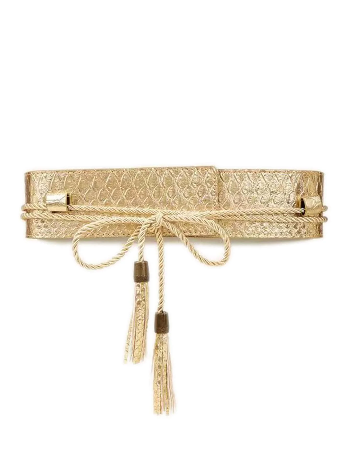 Tassel Decor Wide Belt in Gold