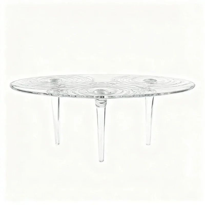 Ice transparent crystal desk oval water pattern desk villa light luxury creative designer