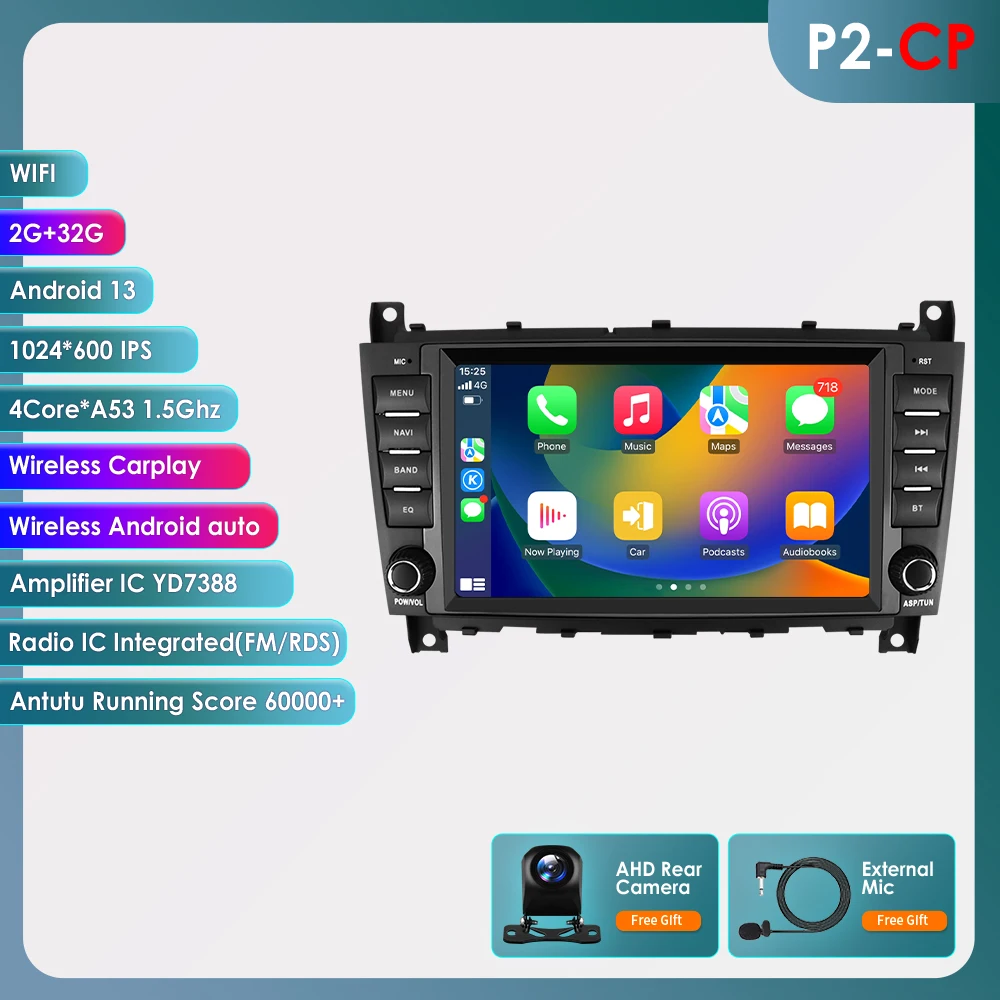 Hizpo 8-Zoll-Android-All-in-One-Autoradio für Mercedes Benz C-Klasse W203/CLC W203 CLK W209 Multimedia Autoradio Stereo Carplay