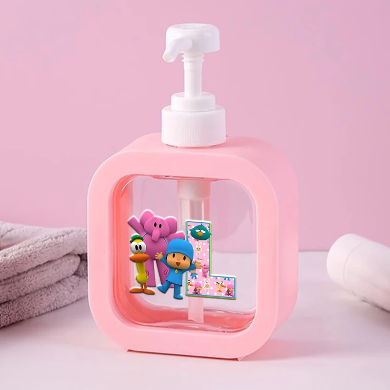 300ML Pocoyos Serie Nachfüllbare Badepumpflasche Leerer Niedlicher Lotionspender Tragbarer Reisebehälter für Shampoo Duschgel