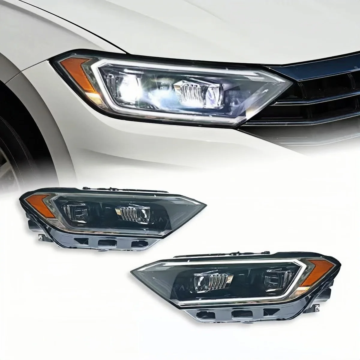 

LED Headlights For VW Volkswagen Jetta MK7 2019-23 With The Start Up Animation Sequential Indicator Front Lamp Assembly
