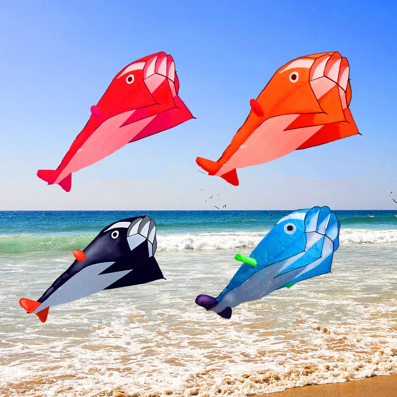 Großer weicher Drachen, Delfin-Drachen, Nylon-Drachenlinie, animierte Drachen, aufblasbares Spielzeug, Fallschirmlinie, Outdoor-Spiel, Kitesurfen, Rucksackrolle
