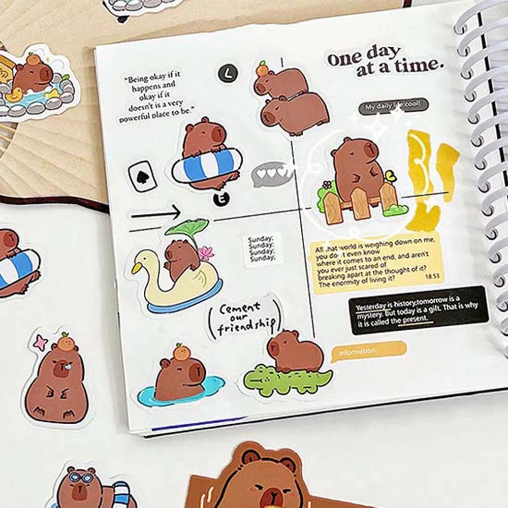 อุปกรณ์โรงเรียน Capybara สติกเกอร์สติกเกอร์การ์ตูน Capybara Capybara สติกเกอร์ตกแต่งสีน้ําตาลสีชมพูของเล่นเด็กสติกเกอร์ไดอารี่