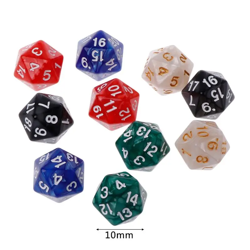 10pcs/set 20 Sided D20 Polyhedral Dices For RPG Poly Desktop Table Games