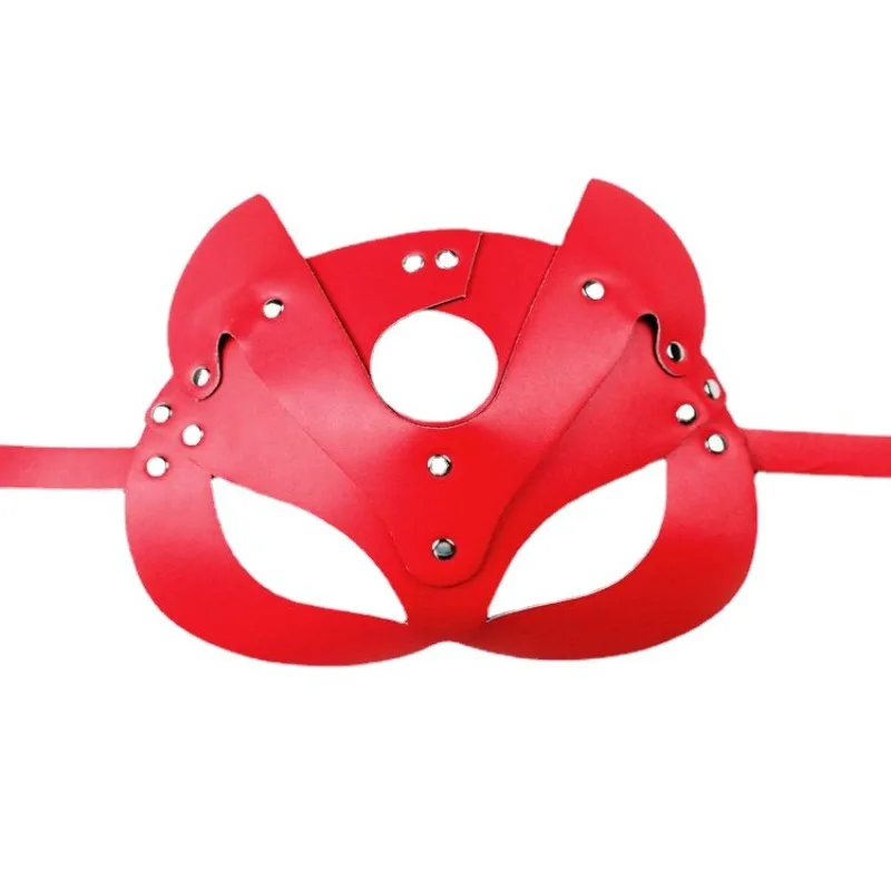 2024 Sexy Erotic Women Half Face Fox Rabbit Mask topi Cosplay Party Faux Leather Face Toys Masquerade Fancy Masks collare Punk