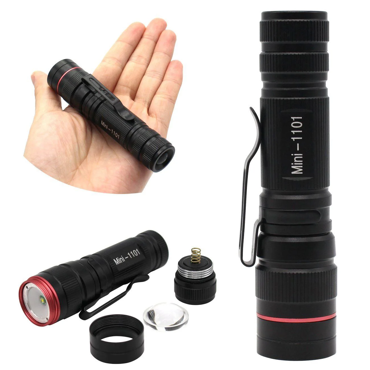 LED Flashlight Adjustable Q5 Lamp Waterproof Powerful 3 Modes Zoomable Perfect 3 Colors for Camping Hiking Cycling Emergency