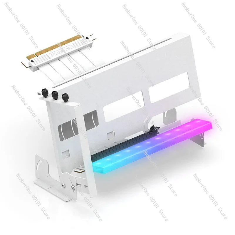 Graphics card black and white vertical bracket PCIe5/4.0 extension cable ITX adapter cable, right angle 90 ° full speed